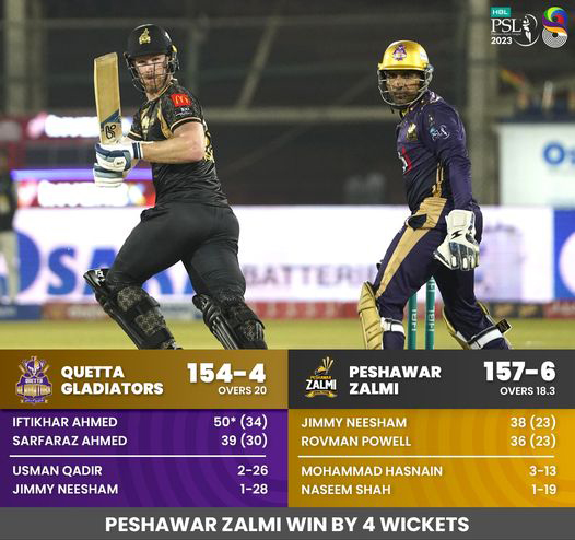 Peshawar Zalmi win the match